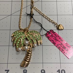 Rhinestone Palm Tree Betsey Johnson Pendant 27” Chain #12